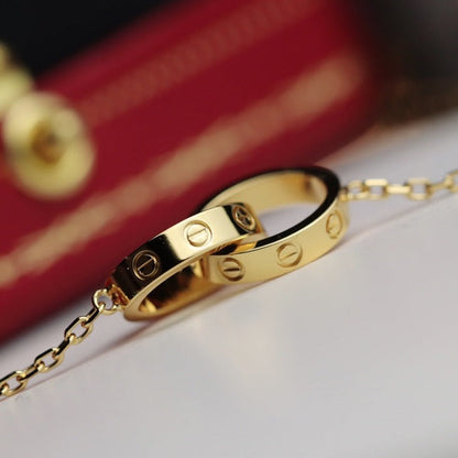 [CharmAmor]LOVE NECKLACE DOUBLE RING GOLD