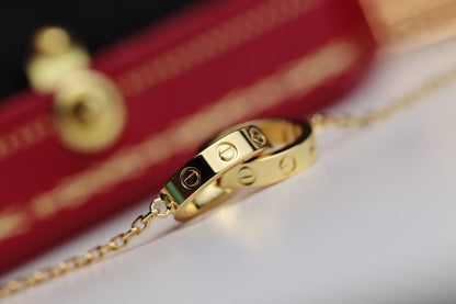 [CharmAmor]LOVE NECKLACE DOUBLE RING GOLD