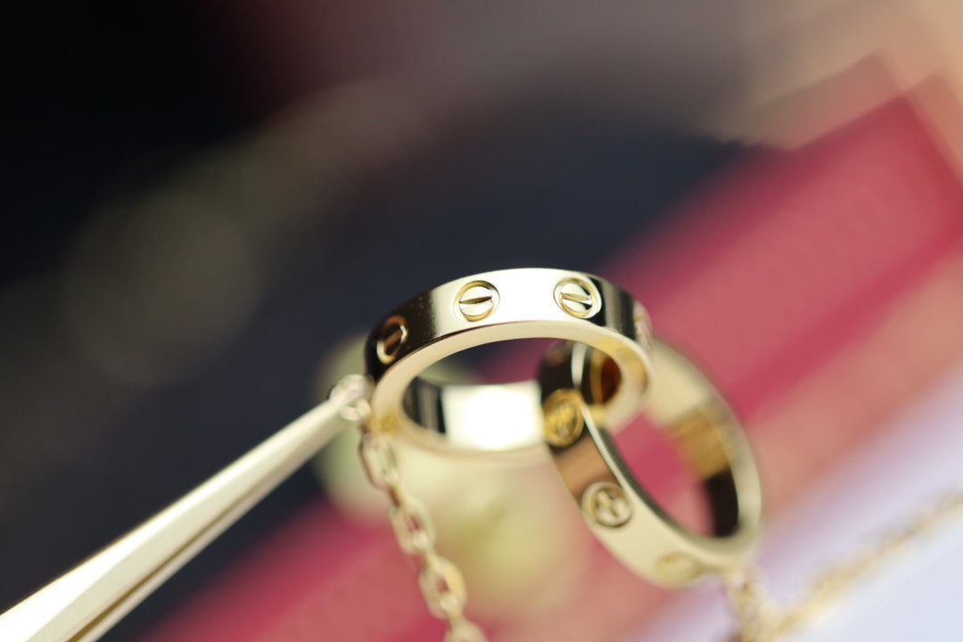 [CharmAmor]LOVE NECKLACE DOUBLE RING GOLD
