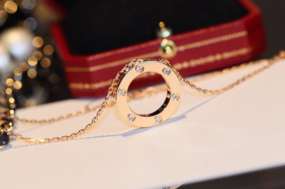[CharmAmor]LOVE NECKLACE 16MM 6 DIAMONDS PINK GOLD