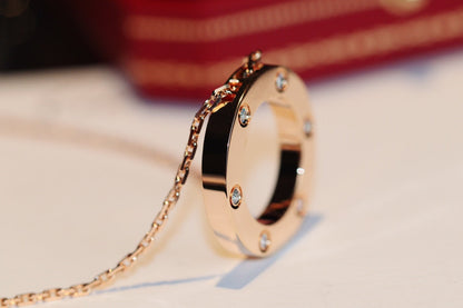 [CharmAmor]LOVE NECKLACE 16MM 6 DIAMONDS PINK GOLD