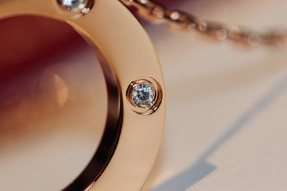 [CharmAmor]LOVE NECKLACE 16MM 6 DIAMONDS PINK GOLD