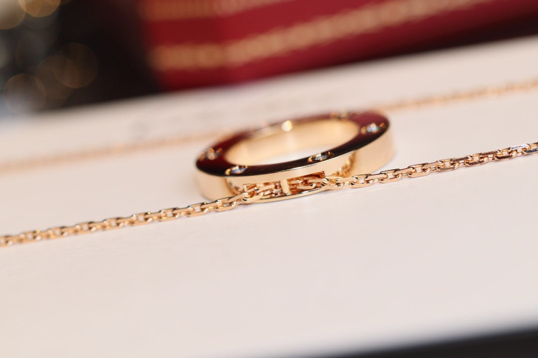 [CharmAmor]LOVE NECKLACE 16MM 6 DIAMONDS PINK GOLD
