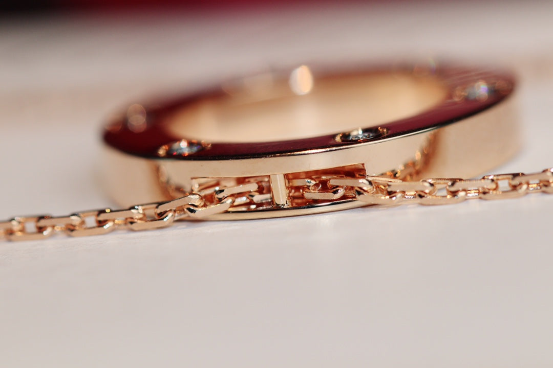 [CharmAmor]LOVE NECKLACE 16MM 6 DIAMONDS PINK GOLD