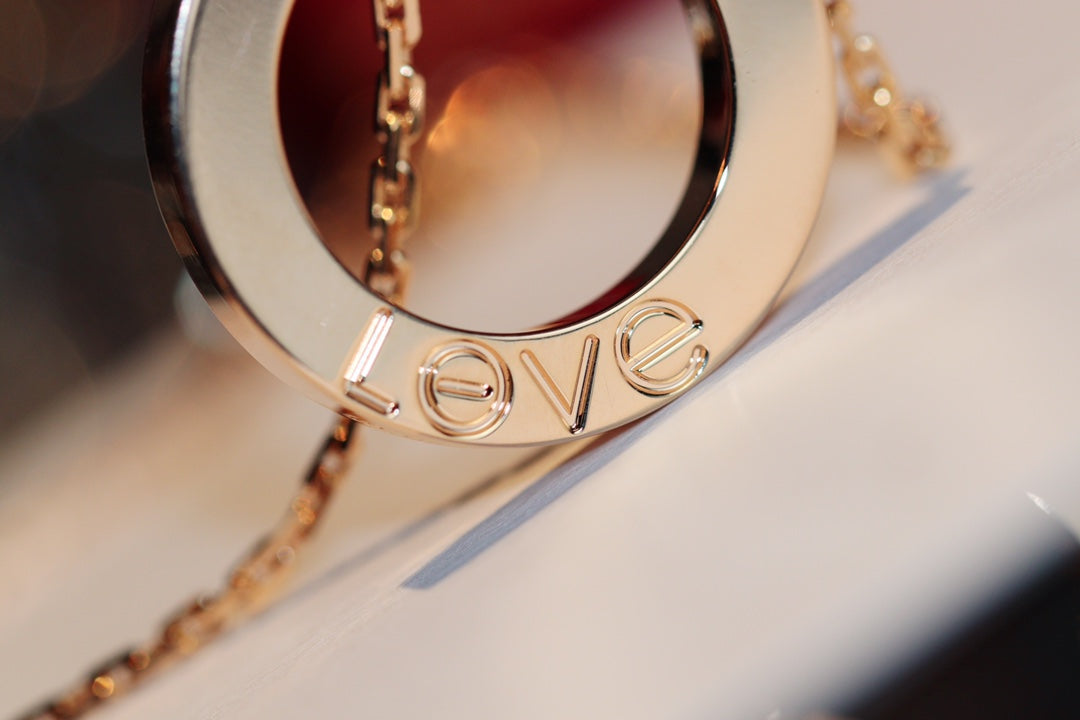 [CharmAmor]LOVE NECKLACE 16MM 6 DIAMONDS PINK GOLD