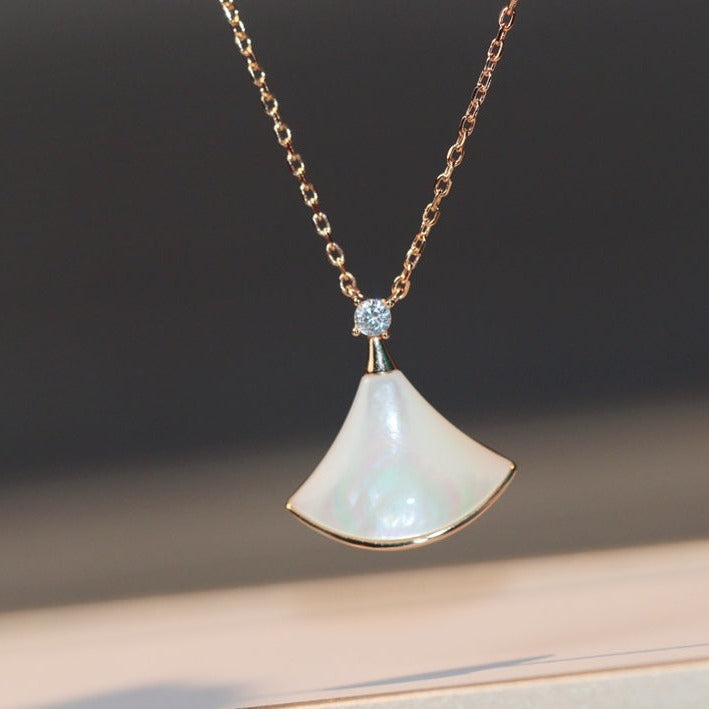 [CharmAmor]DREAM NECKLACE WHITE MOP PINK GOLD 1 DIAMOND