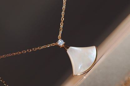 [CharmAmor]DREAM NECKLACE WHITE MOP PINK GOLD 1 DIAMOND