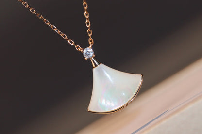 [CharmAmor]DREAM NECKLACE WHITE MOP PINK GOLD 1 DIAMOND
