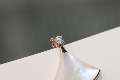 [CharmAmor]DREAM NECKLACE WHITE MOP PINK GOLD 1 DIAMOND