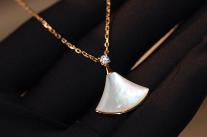[CharmAmor]DREAM NECKLACE WHITE MOP PINK GOLD 1 DIAMOND