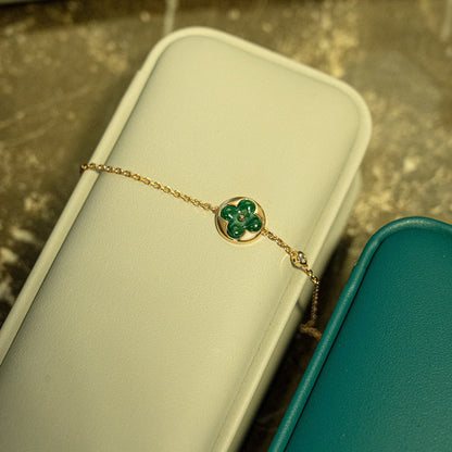 [CharmAmor]SUN MALACHITE 1 DIAMOND PINK GOLD BRACELET