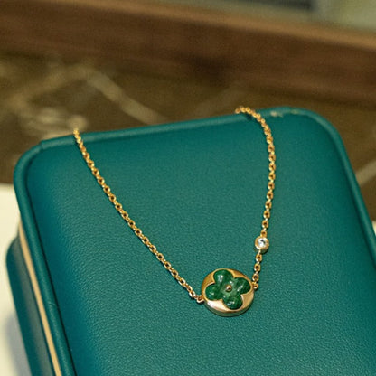 [CharmAmor]SUN MALACHITE 1 DIAMOND PINK GOLD BRACELET