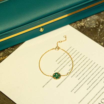 [CharmAmor]SUN MALACHITE 1 DIAMOND PINK GOLD BRACELET