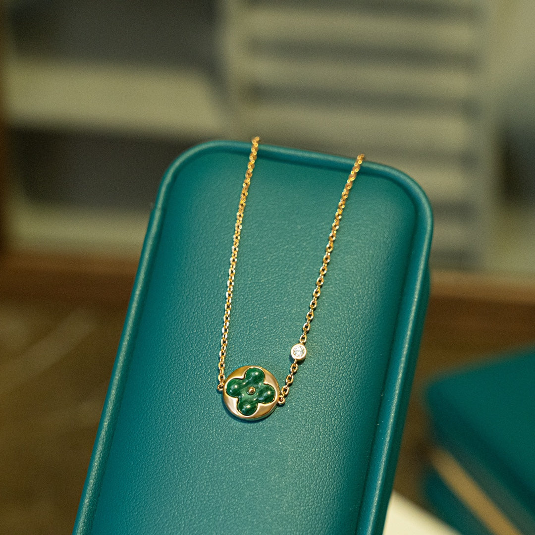[CharmAmor]SUN MALACHITE 1 DIAMOND PINK GOLD BRACELET