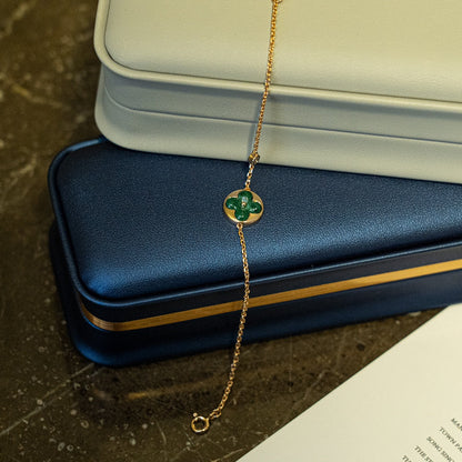 [CharmAmor]SUN MALACHITE 1 DIAMOND PINK GOLD BRACELET