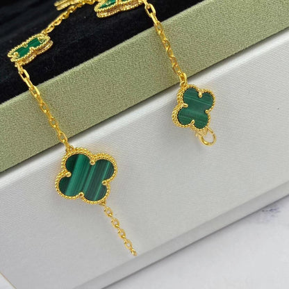 [CharmAmor]MAGIC CLOVER MALACHITE GOLD BRACELET 5 MOTIFS