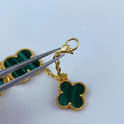 [CharmAmor]MAGIC CLOVER MALACHITE GOLD BRACELET 5 MOTIFS