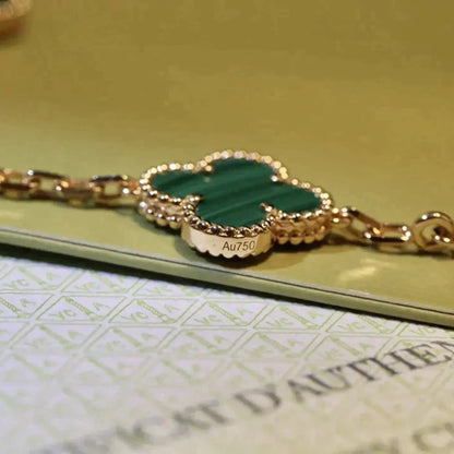 [CharmAmor]CLOVER 5 MOTIFS MALACHITE BRACELET