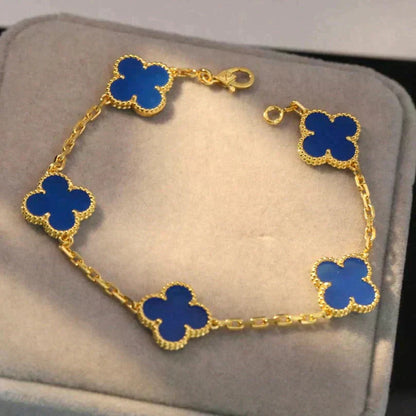 [CharmAmor]CLOVER 5 MOTIFS BLUE AGATE BRACELET