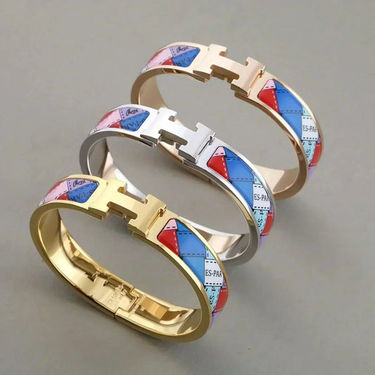 [CharmAmor]H BRACELET DOTTED BORDER 12MM