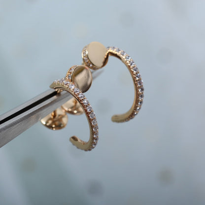 [CharmAmor]JUSTE EARRINGS 12.75MM PINK GOLD DIAMOND