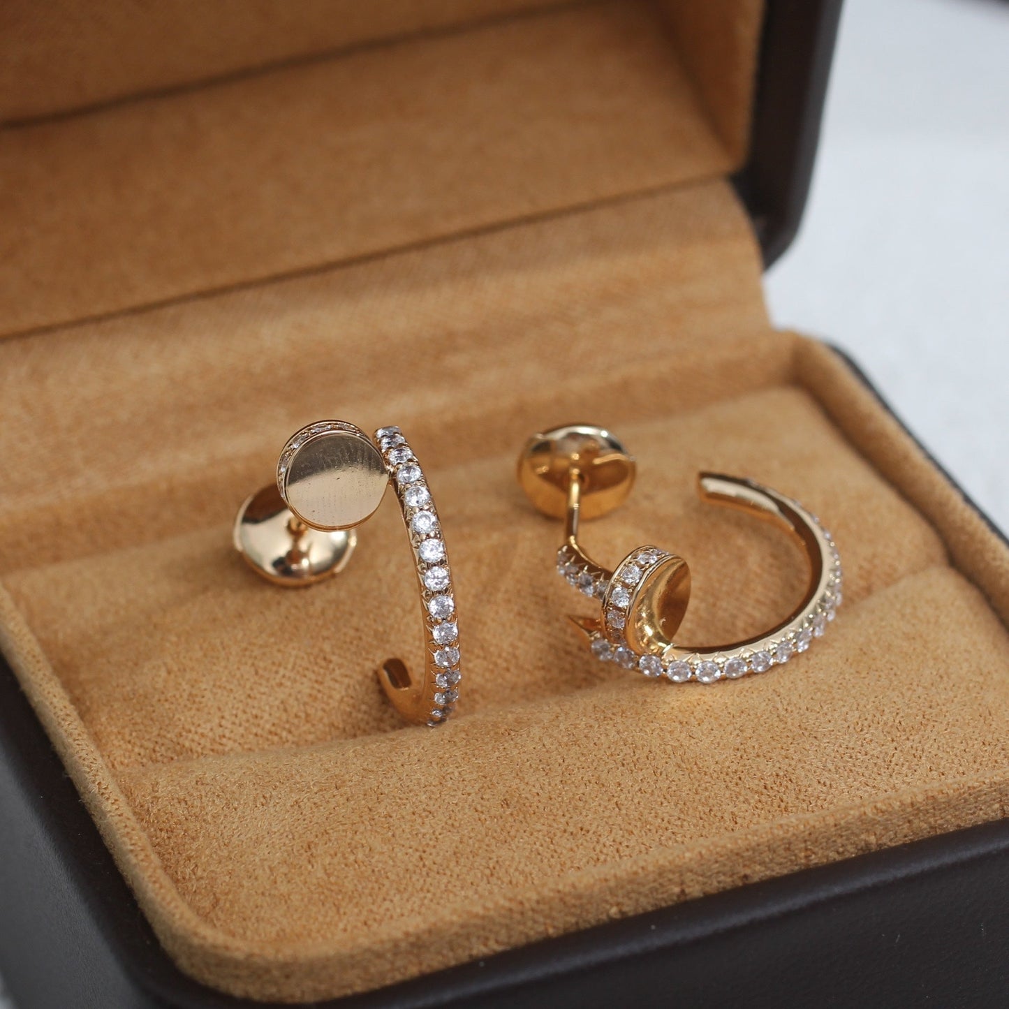 [CharmAmor]JUSTE EARRINGS 12.75MM PINK GOLD DIAMOND