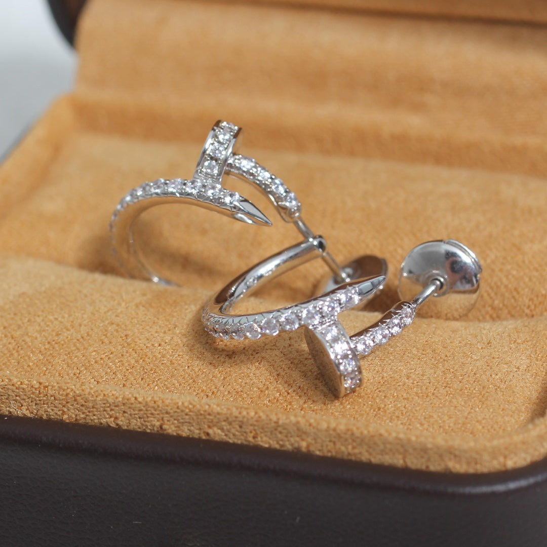 [CharmAmor]JUSTE EARRINGS 12.75MM SILVER DIAMOND