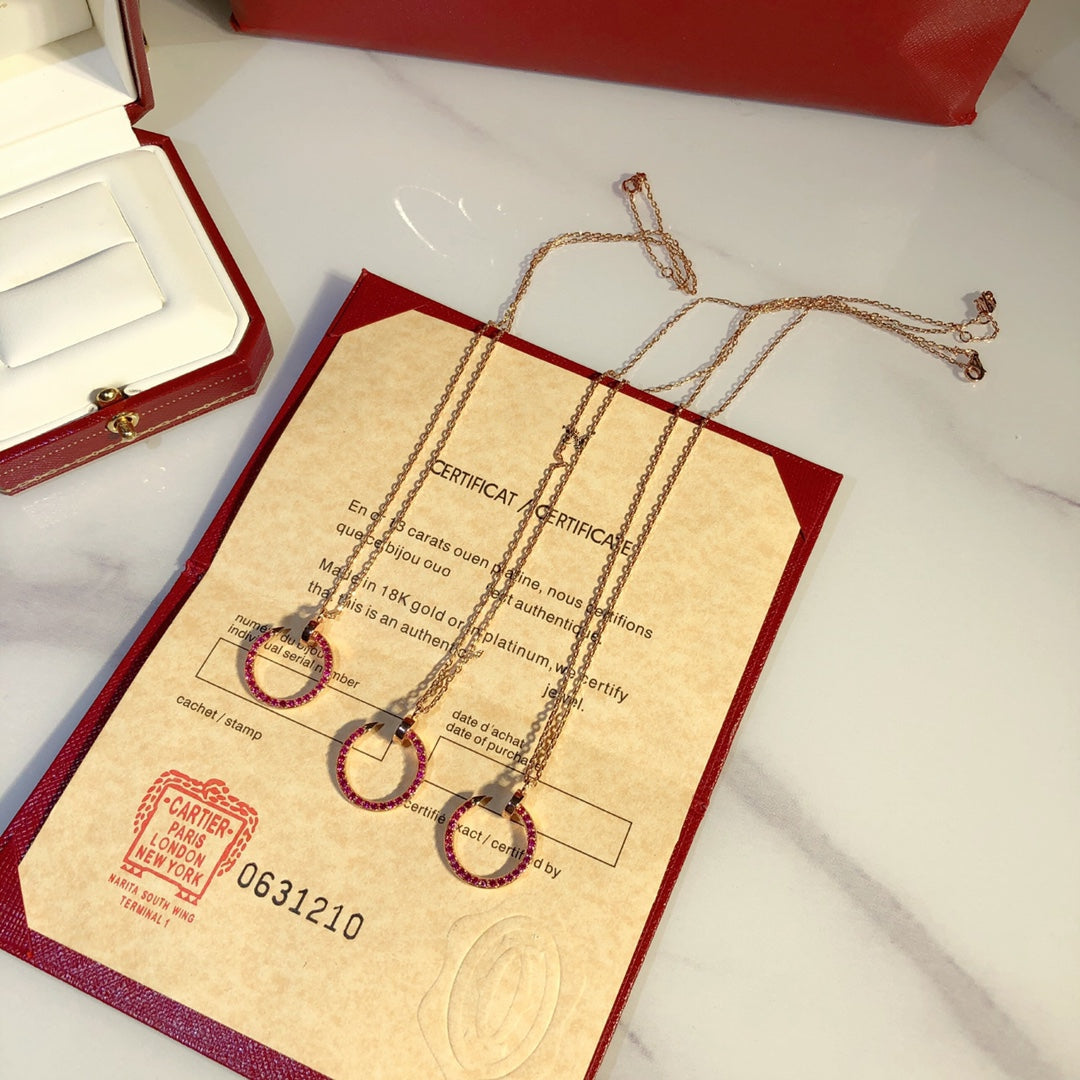 [CharmAmor]JUSTE NECKLACE GOLD RED DIAMONDS
