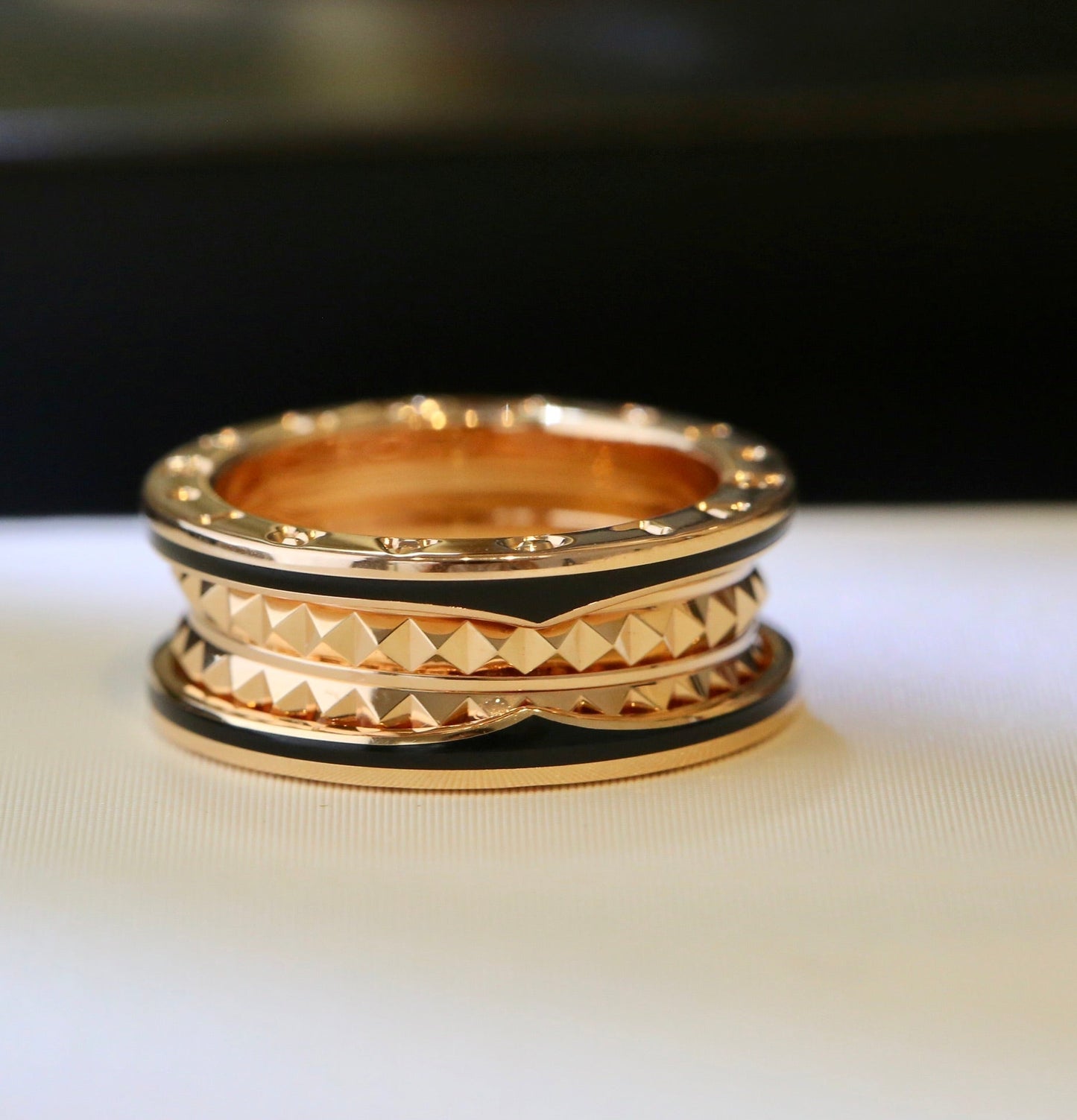 [CharmAmor]ZERO 1 PINK GOLD BLACK CERAMIC RING