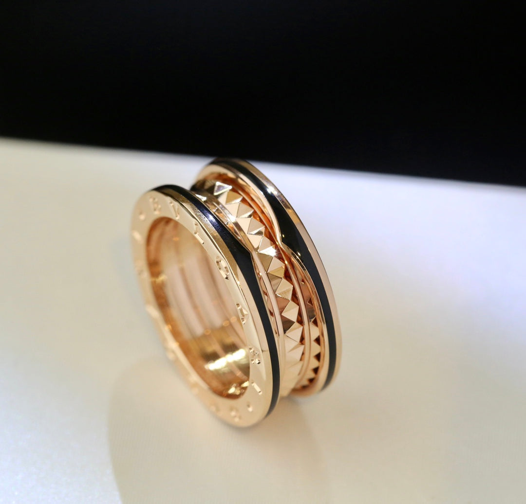 [CharmAmor]ZERO 1 PINK GOLD BLACK CERAMIC RING