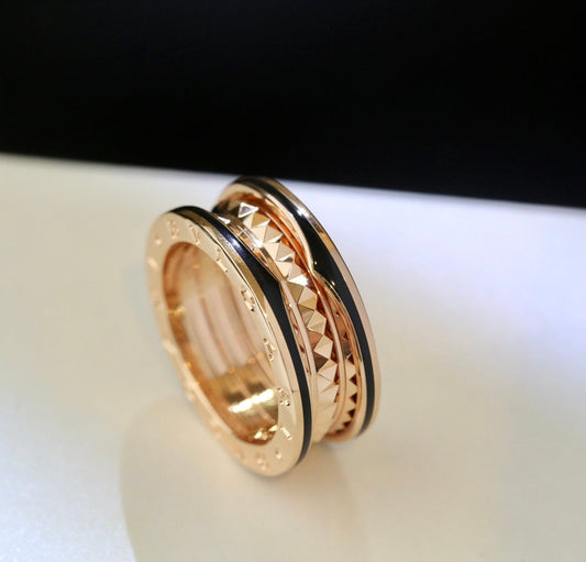 [CharmAmor]ZERO 1 PINK GOLD BLACK CERAMIC RING