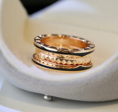 [CharmAmor]ZERO 1 PINK GOLD BLACK CERAMIC RING