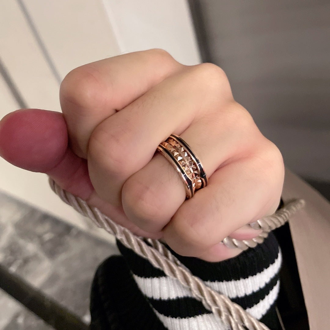 [CharmAmor]ZERO 1 PINK GOLD BLACK CERAMIC RING