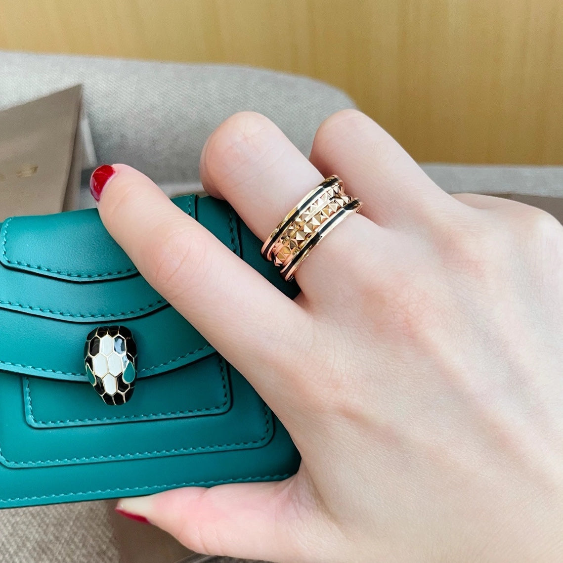 [CharmAmor]ZERO 1 PINK GOLD BLACK CERAMIC RING