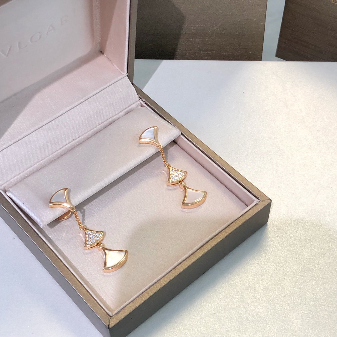 [CharmAmor]DREAM EARRINGS 3 MOTIFS DIAMOND MOP PINK GOLD