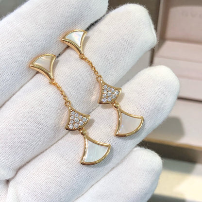 [CharmAmor]DREAM EARRINGS 3 MOTIFS DIAMOND MOP PINK GOLD