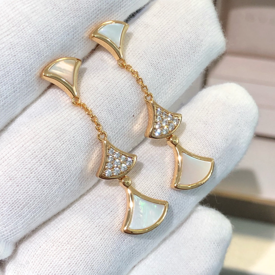 [CharmAmor]DREAM EARRINGS 3 MOTIFS DIAMOND MOP PINK GOLD