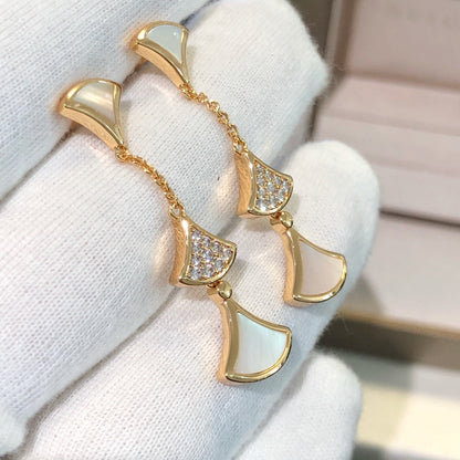 [CharmAmor]DREAM EARRINGS 3 MOTIFS DIAMOND MOP PINK GOLD
