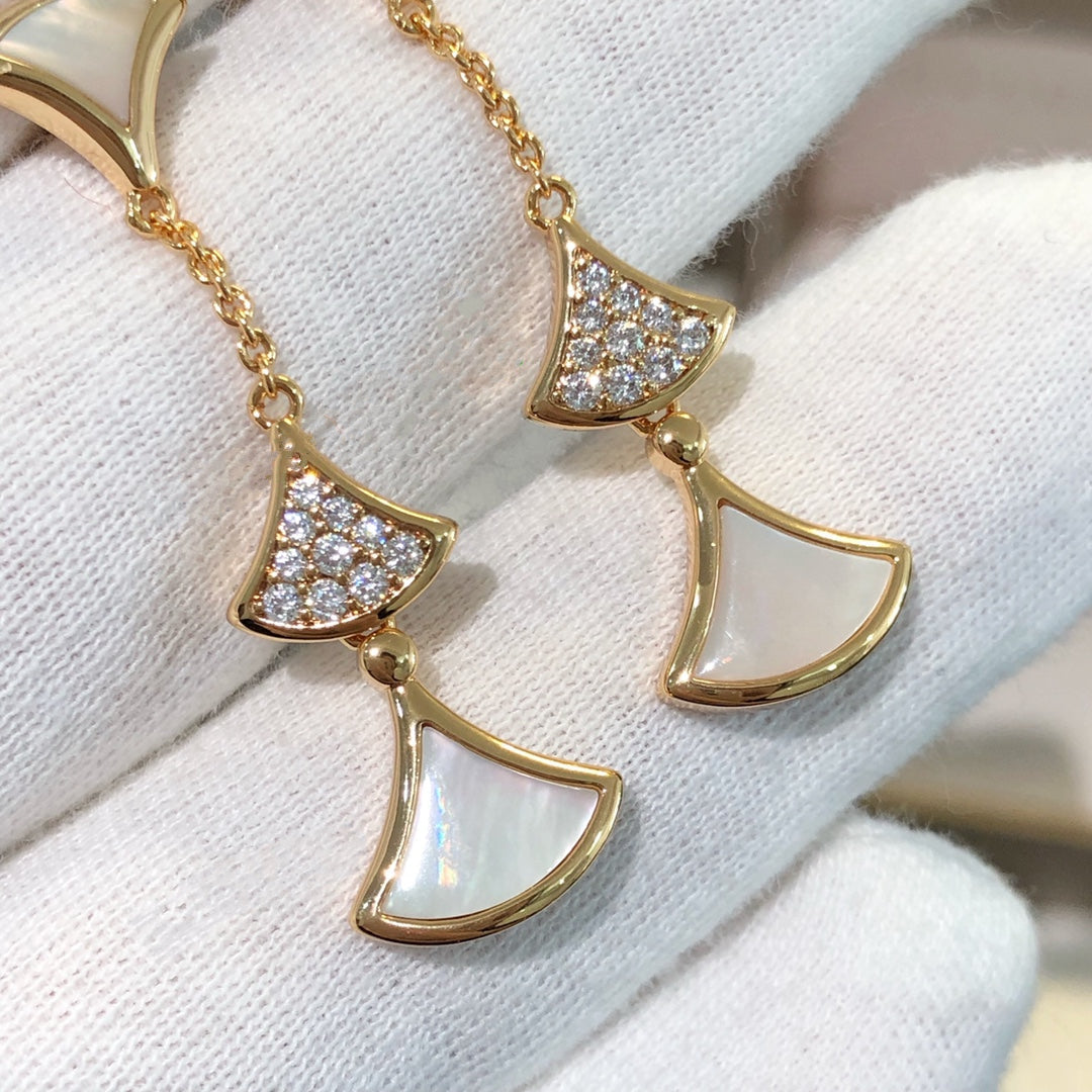 [CharmAmor]DREAM EARRINGS 3 MOTIFS DIAMOND MOP PINK GOLD