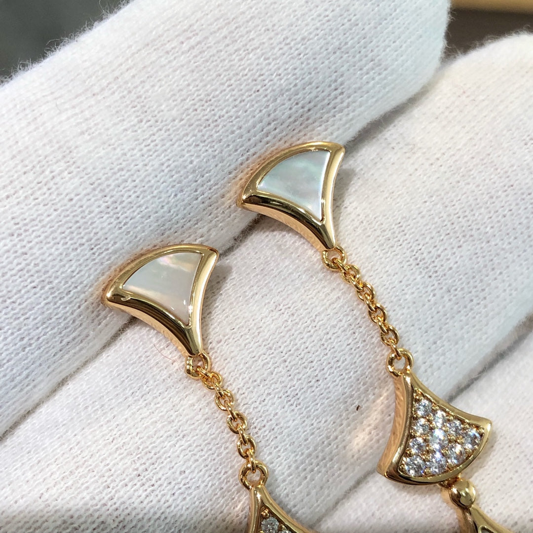 [CharmAmor]DREAM EARRINGS 3 MOTIFS DIAMOND MOP PINK GOLD