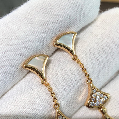 [CharmAmor]DREAM EARRINGS 3 MOTIFS DIAMOND MOP PINK GOLD