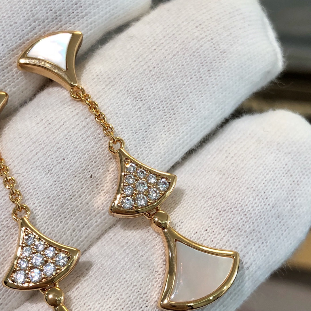 [CharmAmor]DREAM EARRINGS 3 MOTIFS DIAMOND MOP PINK GOLD