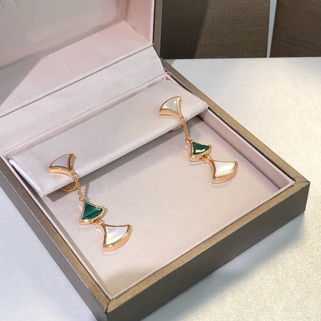 [CharmAmor]DREAM EARRINGS 3 MOTIFS MALACHITE MOP PINK GOLD