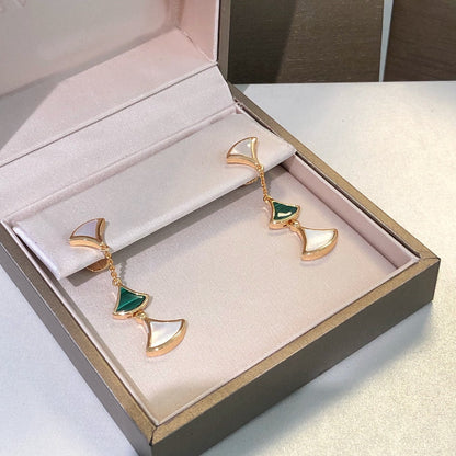 [CharmAmor]DREAM EARRINGS 3 MOTIFS MALACHITE MOP PINK GOLD