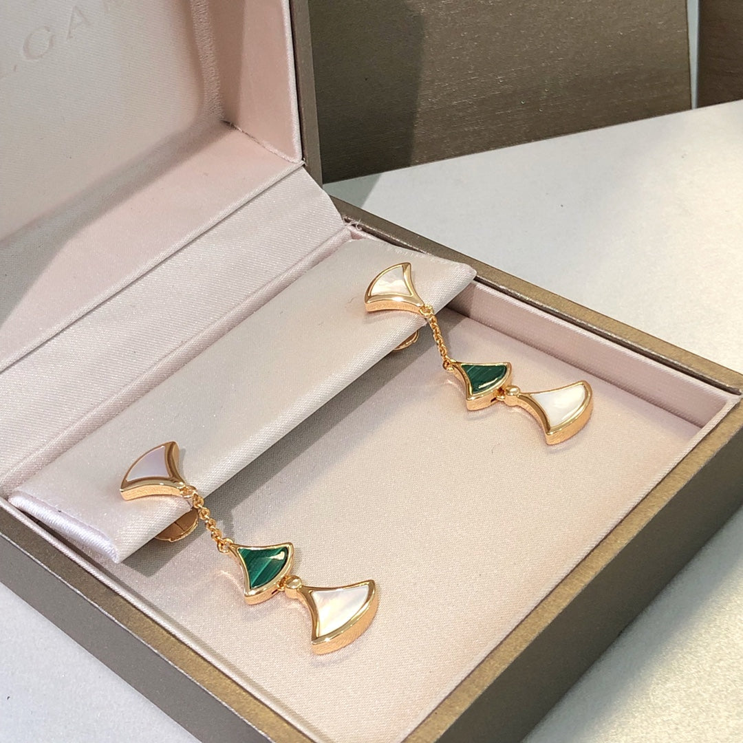 [CharmAmor]DREAM EARRINGS 3 MOTIFS MALACHITE MOP PINK GOLD