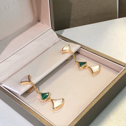 [CharmAmor]DREAM EARRINGS 3 MOTIFS MALACHITE MOP PINK GOLD