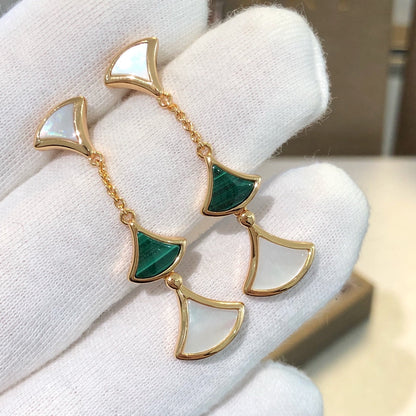 [CharmAmor]DREAM EARRINGS 3 MOTIFS MALACHITE MOP PINK GOLD