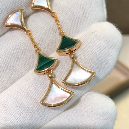 [CharmAmor]DREAM EARRINGS 3 MOTIFS MALACHITE MOP PINK GOLD
