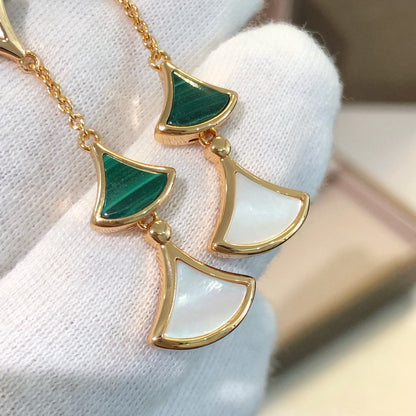 [CharmAmor]DREAM EARRINGS 3 MOTIFS MALACHITE MOP PINK GOLD