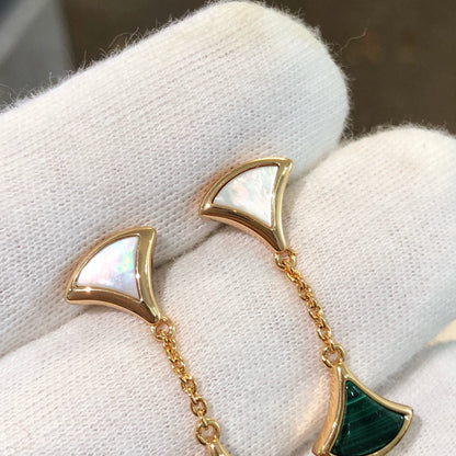 [CharmAmor]DREAM EARRINGS 3 MOTIFS MALACHITE MOP PINK GOLD